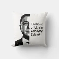 Ukraine President Zelenskyy Half Portrait B&W Art Throw Pillow