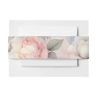 Elegant Rose Blossoms Invitation Belly Band