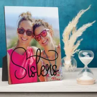 Sisters Swash Typography Photo Plaque