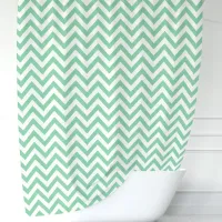 Mint Green and White Chevron Shower Curtain