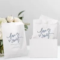 Love is Sweet Dusty Blue Wedding Fun Heart Favor Bag