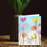 Artistic Watercolor and Ink Tulips Mother's Day Card