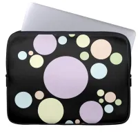 Pastel circles on a black background | laptop sleeve