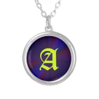 Circular Gradient Patchwork Blue to Purple Silver Plated Necklace