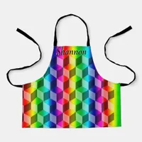 Apron - Illusion of Rainbow Blocks with Name