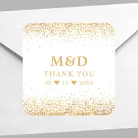 Gold Glitter Confetti Elegant Wedding Thank You Square Sticker