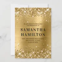 Glittery Gold Ombre Foil Graduation Announcement