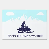 Snowmobile Winter Themed Custom Message Lawn Sign