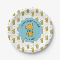 Cute Teddy Bear Boy's Baby Shower Paper Plates