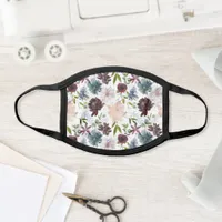 Bordo, Navy and Blush Watercolor Floral Face Mask