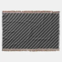 Black and Gray Diagonal Stripes Throw Blanket
