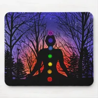 Meditation and the Trees on a starry night Sunset Mouse Pad