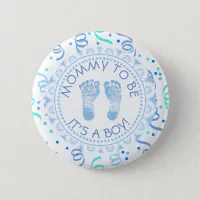 Mommy to be Blue &  White Baby Shower Button