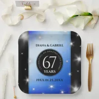 Elegant 67th Star Sapphire Wedding Anniversary Paper Plates