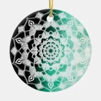 Green Mandala Abstract Beautiful Christmas Ceramic Ornament