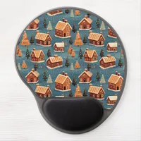 Cute Gingerbread Houses and Trees Gel Mouse Pad