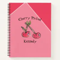 Trendy Cherry Pink Name Modern Cute Kitschy Fun Notebook