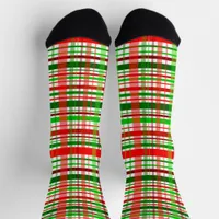 Holiday Christmas Colors Plaid Pattern Socks