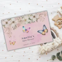 Butterflies Flowers Pink Baby Shower Guest Book