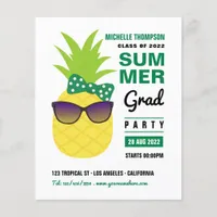 Green and White Pineapple Summer Grad Party Flyer