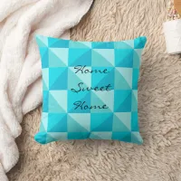 Turquoise Green Optical Illusion Quilt pattern Throw Pillow