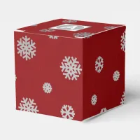 Festive Winter Silver Red Snowflakes Corporate Favor Boxes