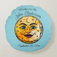 Over the Moon Baby Shower Celebration Round Pillow