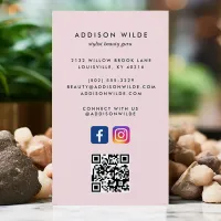 Blush Pink Social Media Instagram Facebook QR Code Business Card