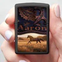 Aaron's Leather Horse Artwork Zippo Lighter