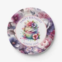Watercolor Shabby Chic Floral Personalized Paper Plates