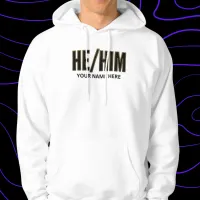 Pronouns He Him Black and Gold Hoodie