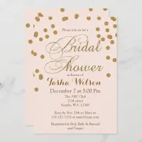 Blush Pink and Gold Glitter Bridal Shower Invite