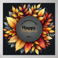 Vibrant Stylized Autumn Leaves Thanksgiving Poster