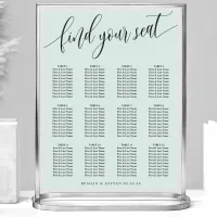 Pastel Mint Simple Wedding Seating Chart