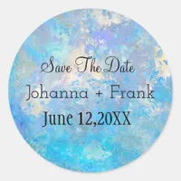 Save The Date Blue Classic Round Sticker