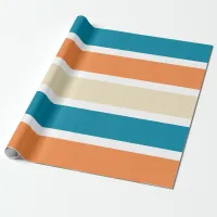 Modern Turquoise Teal Orange Color Block Wrapping Paper