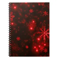 Snowflakes on Deep Red Background Notebook