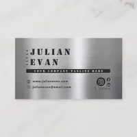 Modern Shiny Brushed Metal Bold Stencil Masculine Business Card