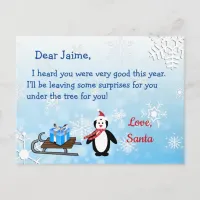 Christmas Postcard from Santa to a child