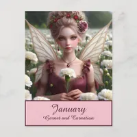 Beautiful January Fairy in Carnations Postcard