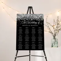 Silver Glitter Black Wedding Seating Chart Foam Board