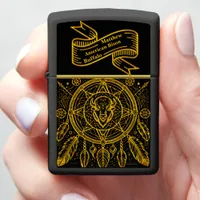 Bison Design With Feathers and Geometric Pattern r Zippo Lighter