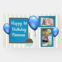 Personalized 1st Birthday Banner for Boy's Blue