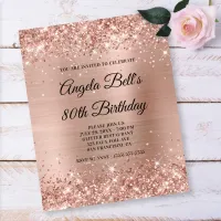 Glittery Light Rose Gold 80th Birthday Paper Flyer