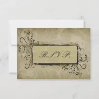 vintage green wedding RSVP standard 3.5 x 5