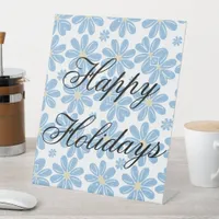 Blue Floral Pattern - Holiday Pedestal Sign