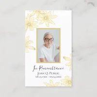 Pale Yellow Daisy Flowers Funeral Prayer Business Card