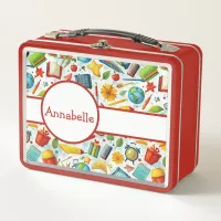 Trendy School Supplies Design Red Metal Lunchbox