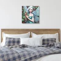 Beautiful December Fairy in Holly Canvas Print