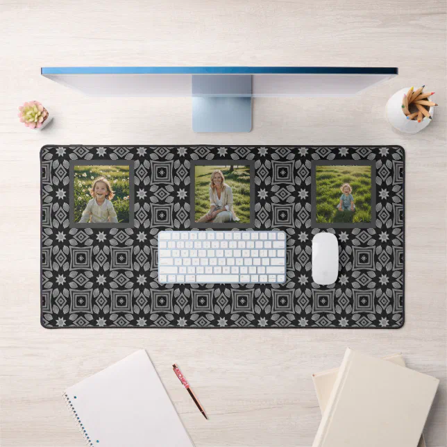 Dark Abstract Geometric patterned Photo Desk Mat